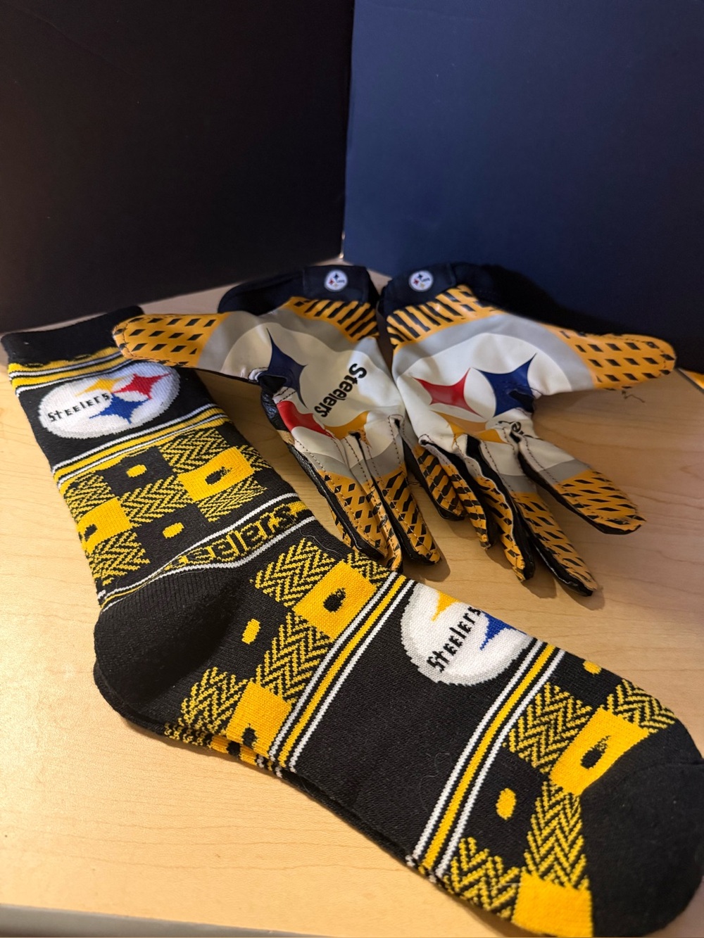 Pittsburgh Steelers Black & Gold Crew Socks and Gloves Set NFL